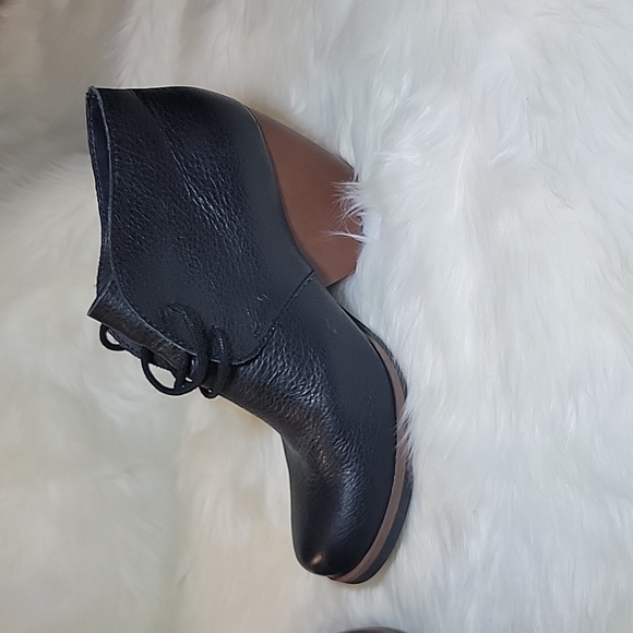 Kork-Ease Black Brown Leather Roana Lace Up Ankle Boots Heeled Booties Size 8 M - Picture 8 of 10